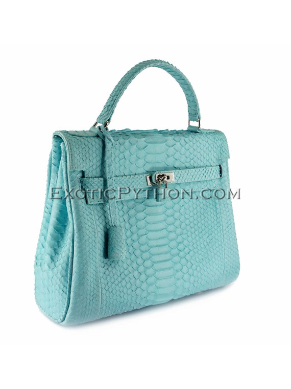 Snakeskin handbag light blue matt BG-217