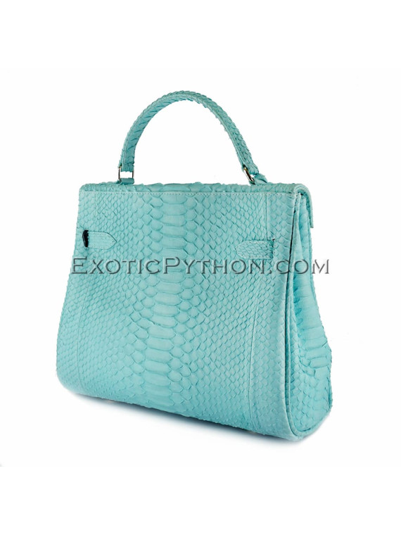 Snakeskin handbag light blue matt BG-217