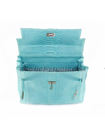 Snakeskin handbag light blue matt BG-217