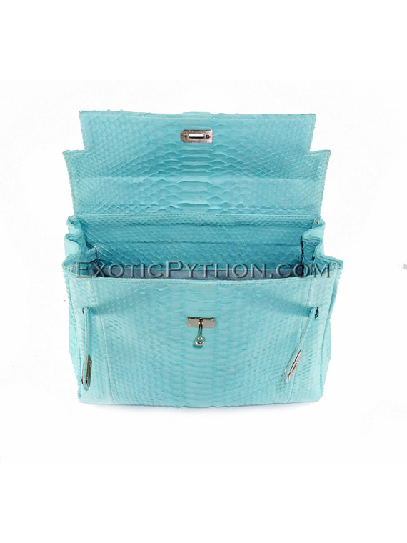 Snakeskin handbag light blue matt BG-217