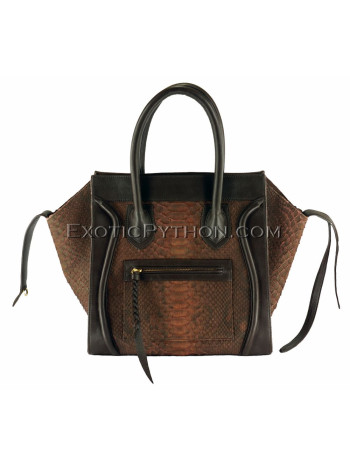 Snake leather bag brown motive BG-218