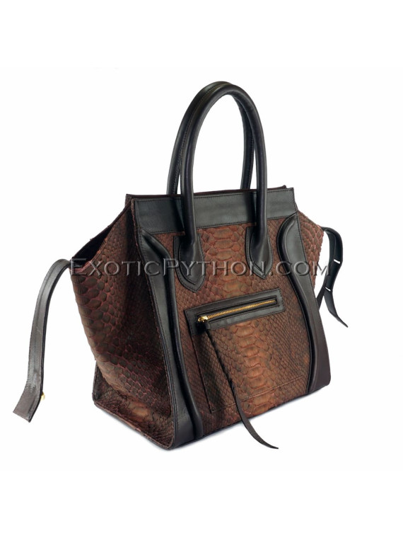 Snake leather bag brown motive BG-218