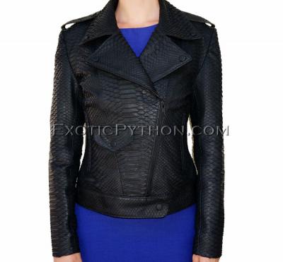 Python leather jacket black matt JK-17