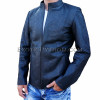 Snakeskin leather jacket men's black matt JK-18