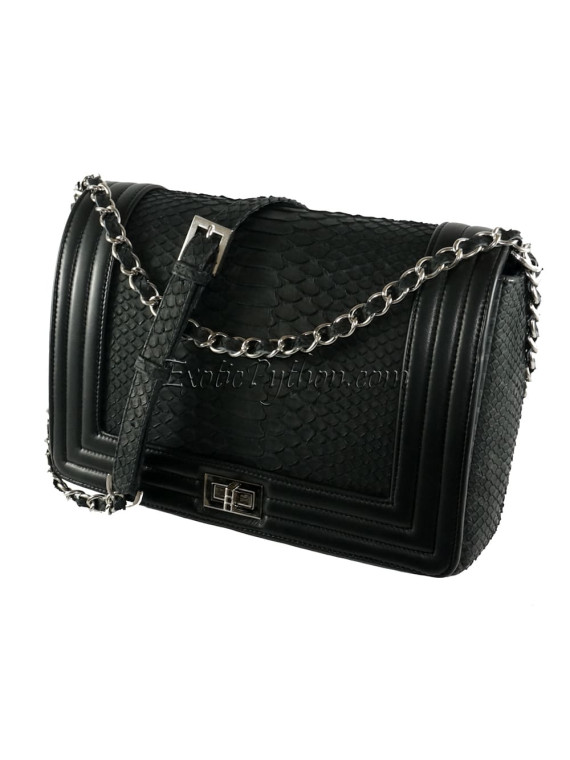 Snakeskin crossbody bag classic black CL-21