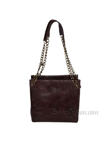 Lizard skin bag brown shiny BG-185