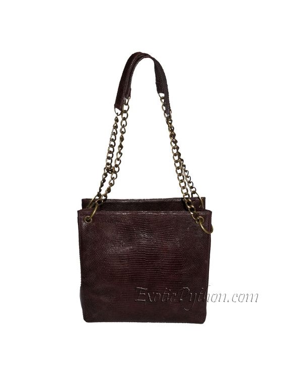 Lizard skin bag brown shiny BG-185