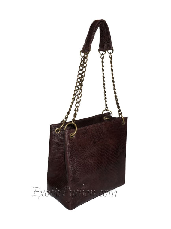 Lizard skin bag brown shiny BG-185