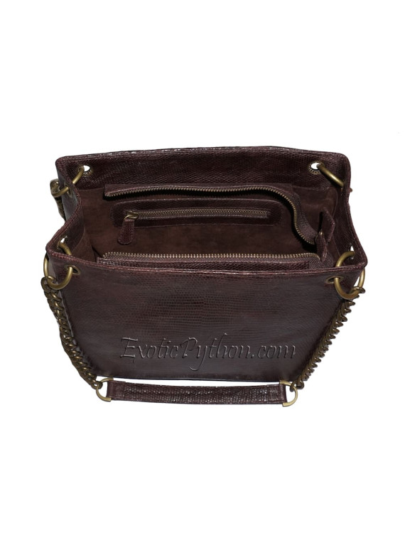 Lizard skin bag brown shiny BG-185