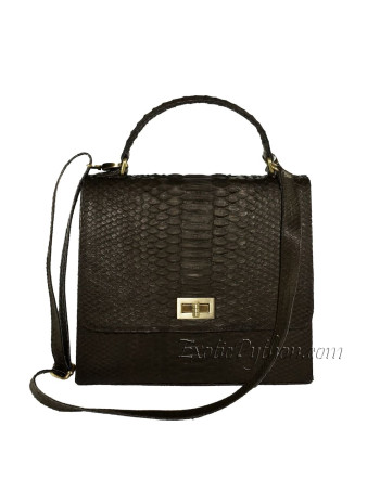 Python skin bag dark brown matt BG-01