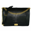 Snakeskin crossbody bag black shiny CL-201