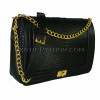 Snakeskin crossbody bag black shiny CL-201