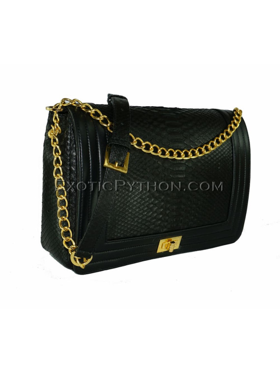 Snakeskin crossbody bag black shiny CL-201