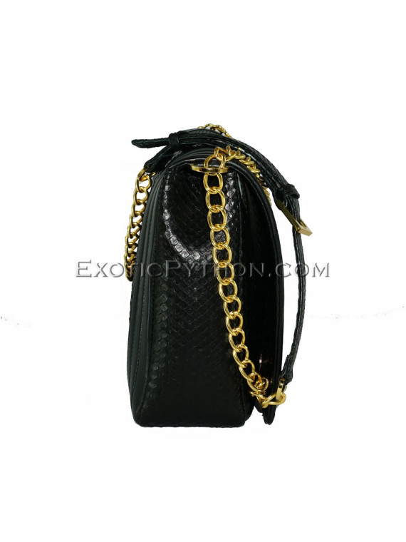 Snakeskin crossbody bag black shiny CL-201