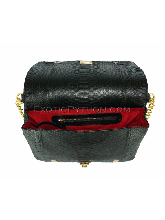 Snakeskin crossbody bag black shiny CL-201