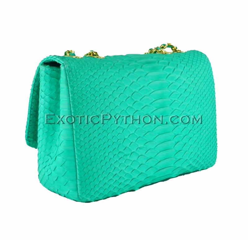 Genuine python top handle bag / designer bag / exotic leather bag / green  classy leather crossbody summer bag / snake print purse