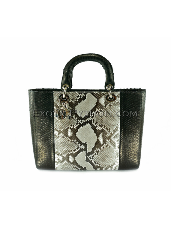 Snakeskin bag black & natural shiny BG-234