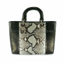 Snakeskin bag black & natural shiny BG-234