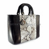 Snakeskin bag black & natural shiny BG-234